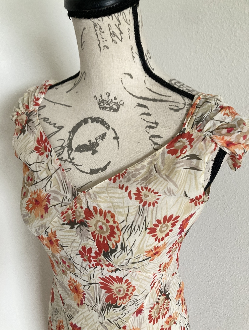 Vintage Y2K Jones New York Silk Floral Midi Dress 6P Fairy Bias cut Cottagecore - Picture 10 of 15